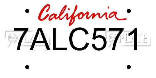 7ALC571 California License Plate