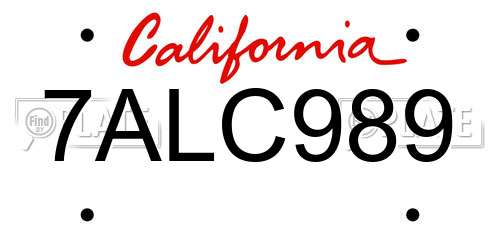 7ALC989 California License Plate