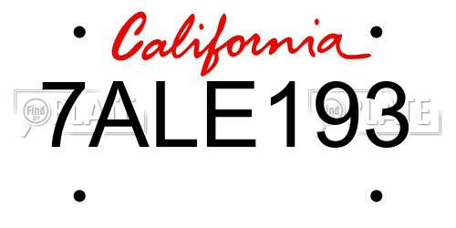 7ALE193 California License Plate
