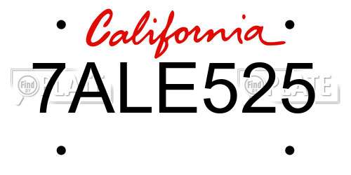7ALE525 California License Plate