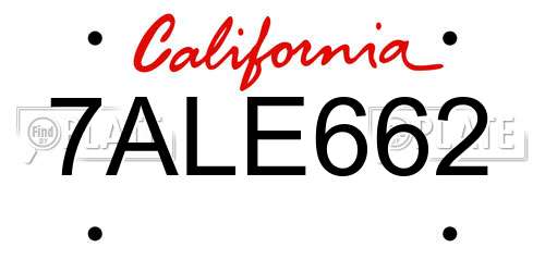 7ALE662 California License Plate