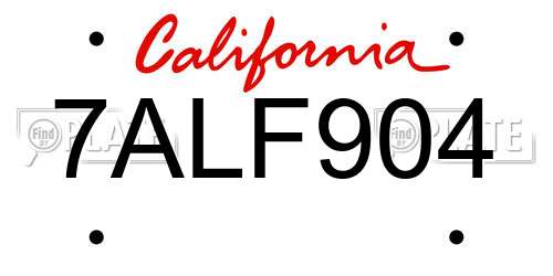 7ALF904 California License Plate