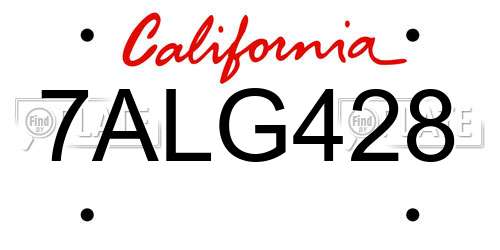 7ALG428 California License Plate