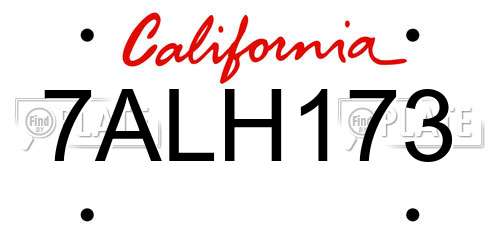 7ALH173 California License Plate