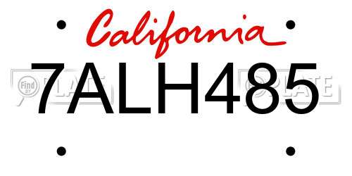 7ALH485 California License Plate