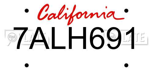 7ALH691 California License Plate