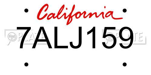 7ALJ159 California License Plate