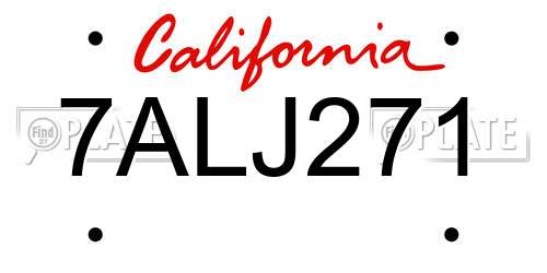 7ALJ271 California License Plate