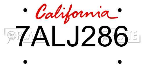 7ALJ286 California License Plate