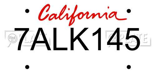 7ALK145 California License Plate