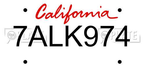 7ALK974 California License Plate
