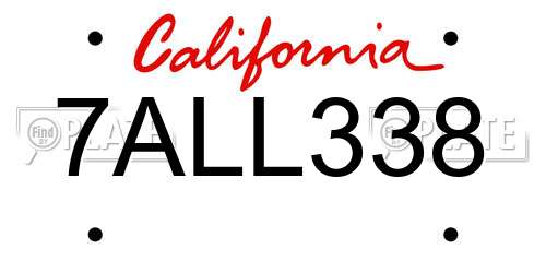7ALL338 California License Plate