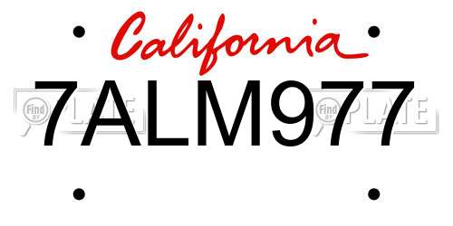 7ALM977 California License Plate