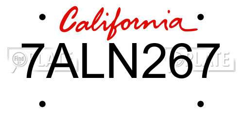 7ALN267 California License Plate