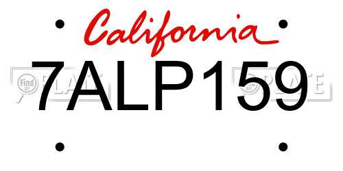 7ALP159 California License Plate