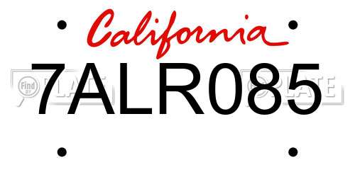 7ALR085 California License Plate