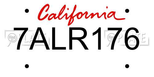 7ALR176 California License Plate