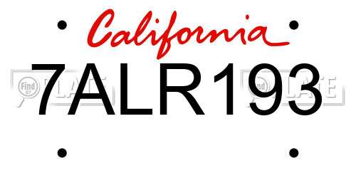 7ALR193 California License Plate