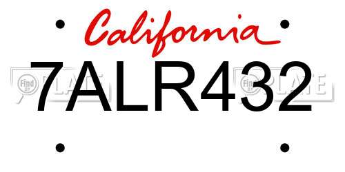 7ALR432 California License Plate