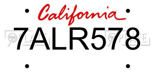 7ALR578 California License Plate