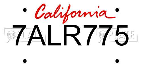 7ALR775 California License Plate