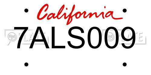7ALS009 California License Plate