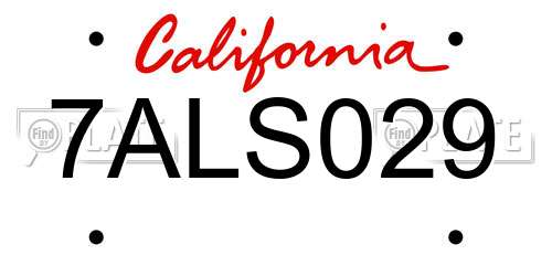 7ALS029 California License Plate