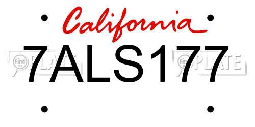 7ALS177 California License Plate
