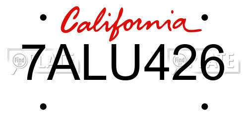 7ALU426 California License Plate