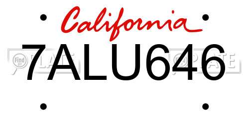 7ALU646 California License Plate