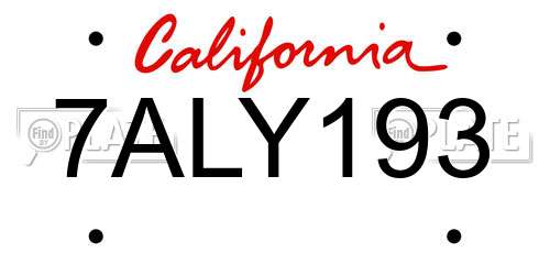 7ALY193 California License Plate