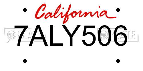 7ALY506 California License Plate