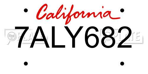 7ALY682 California License Plate