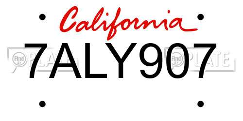 7ALY907 California License Plate
