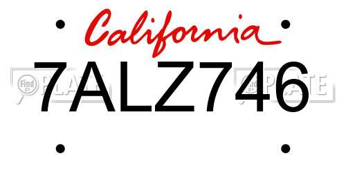 7ALZ746 California License Plate