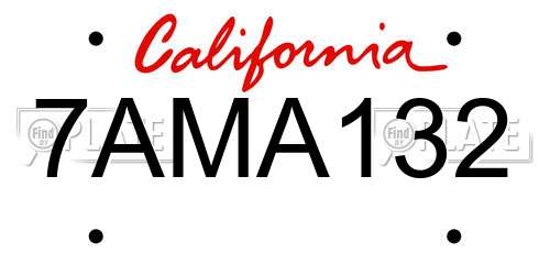 7AMA132 California License Plate