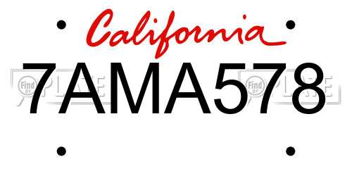 7AMA578 California License Plate
