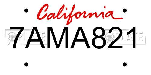 7AMA821 California License Plate