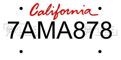 7AMA878 California License Plate