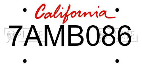 7AMB086 California License Plate
