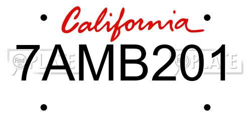 7AMB201 California License Plate