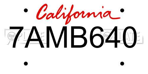 7AMB640 California License Plate