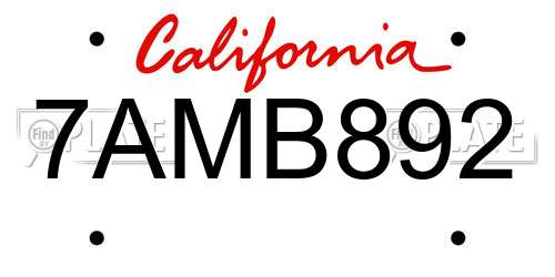 7AMB892 California License Plate