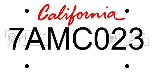 7AMC023 California License Plate