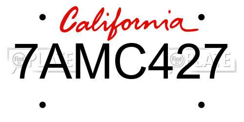 7AMC427 California License Plate