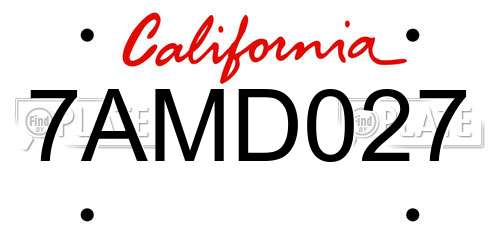 7AMD027 California License Plate