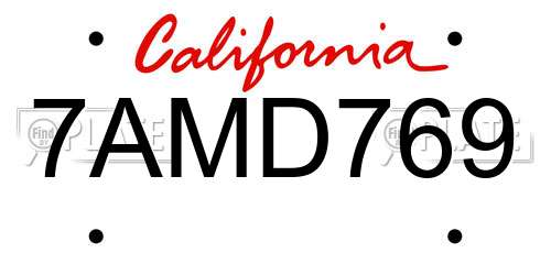 7AMD769 California License Plate