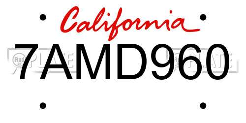 7AMD960 California License Plate