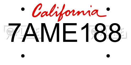 7AME188 California License Plate