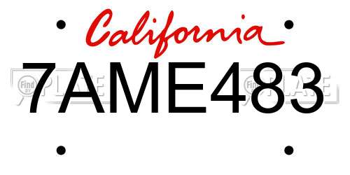 7AME483 California License Plate